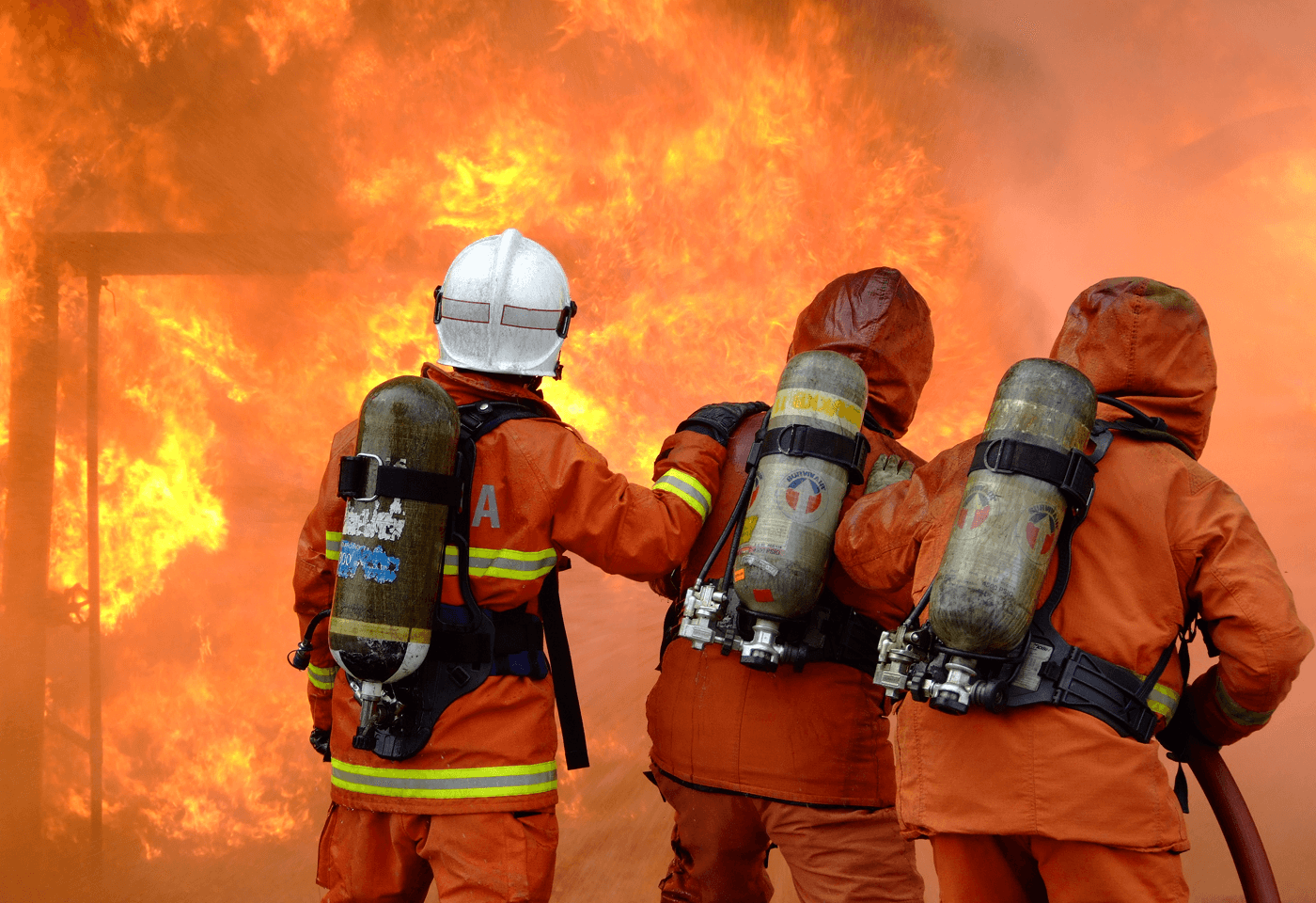 Firefighters in action